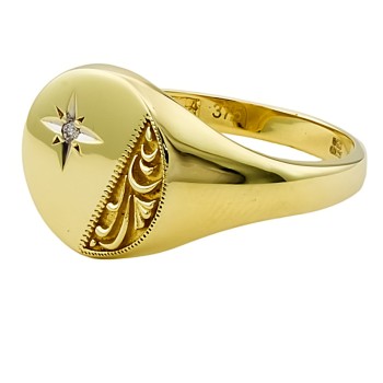 9ct gold Diamond Signet Ring size X